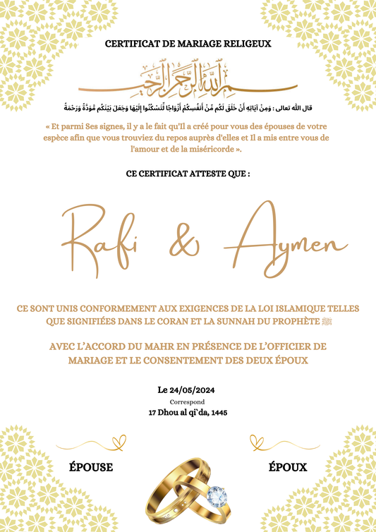 BOX CERTIFICAT DE MARIAGE